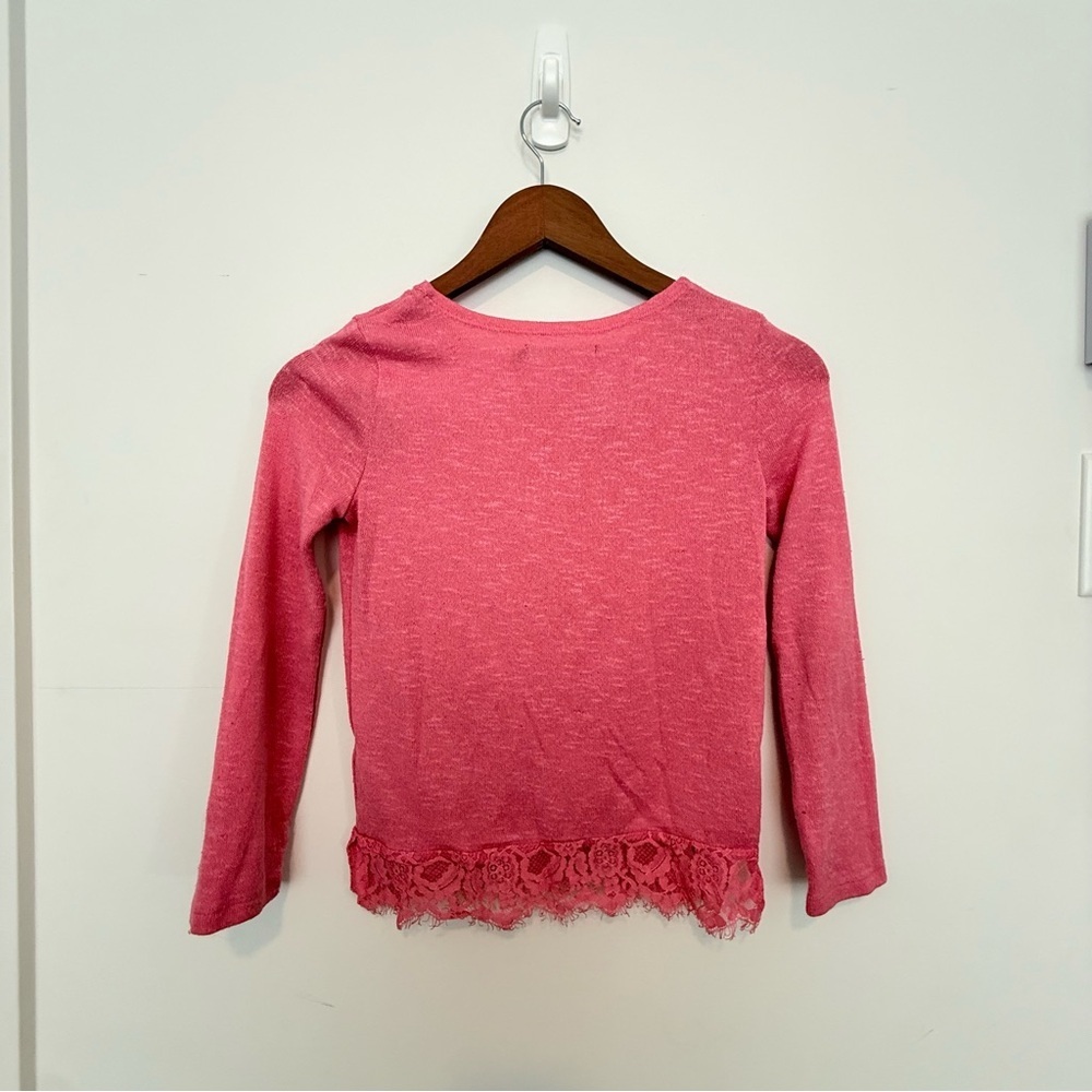 Pink Lace Hem Kids Top - Picture 2 of 3
